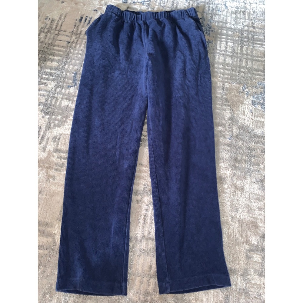 Lands End Navy Blue Corduroy Pull On Elastic Waist Pants Womens Small 6-8
